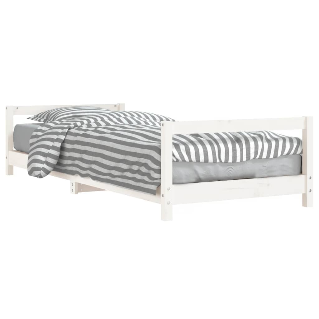 Cadru de pat pentru copii, alb, 80×200 cm, lemn masiv de pin