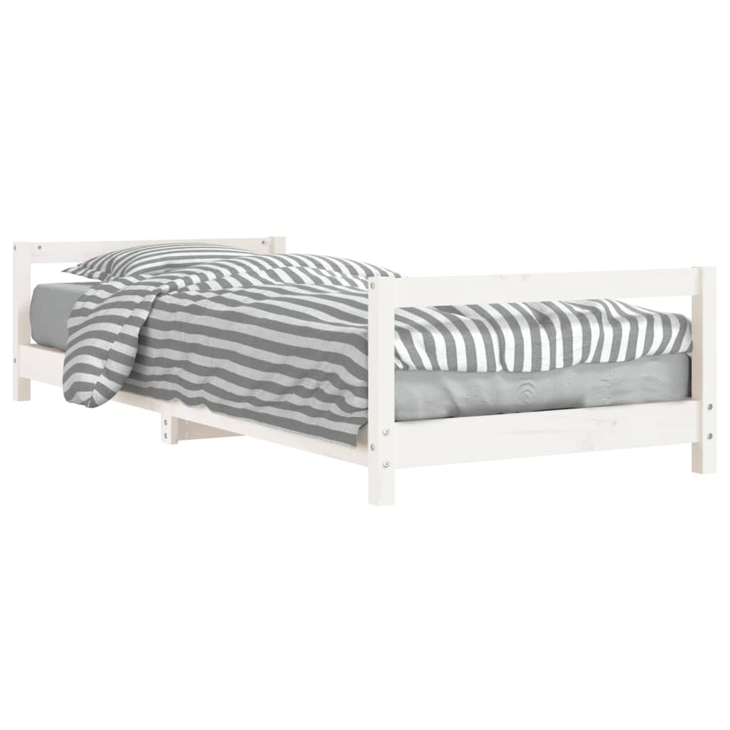Cadru de pat pentru copii, alb, 90×200 cm, lemn masiv de pin