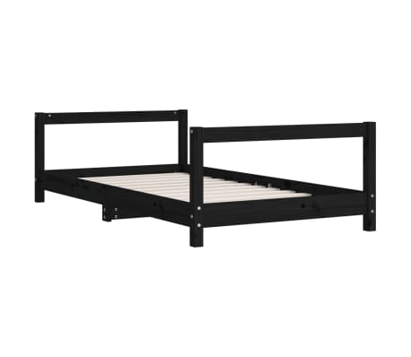 vidaXL Vaiki&scaron;kos lovos rėmas, juodas, 80x160cm, pu&scaron;ies masyvas