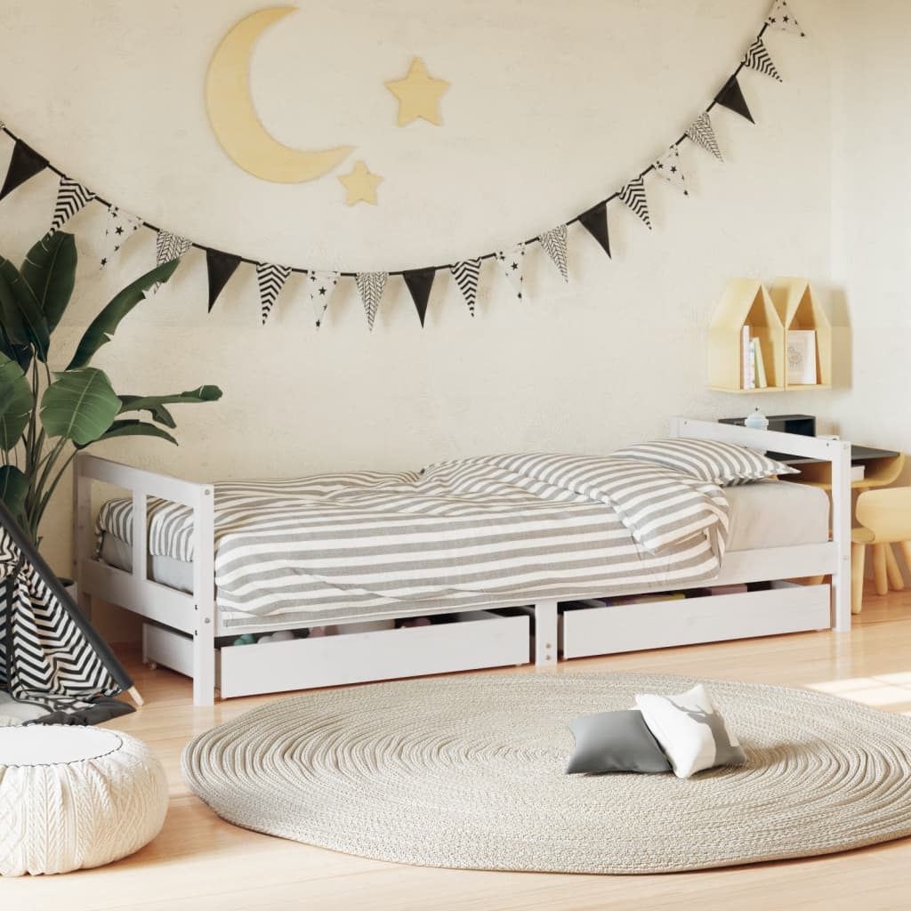 Okvir za dječji krevet s ladicama bijeli 80×200 cm od borovine Kreveti za djecu i bebe Naručite namještaj na deko.hr