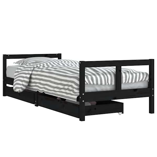 vidaXL lastevoodi raam sahtlitega, must, 80 x 200 cm, m&auml;nnipuit