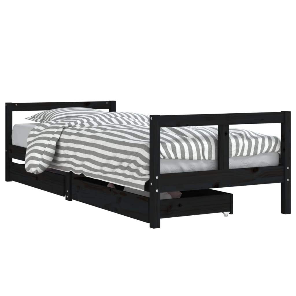 vidaXL Dětská postel se zásuvkami černá 80x200 cm masivní borové dřevo