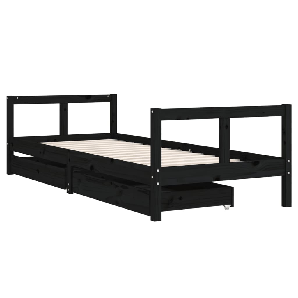 vidaXL Rám detskej postele so zásuvkami čierny 80x200 cm mas. borovica