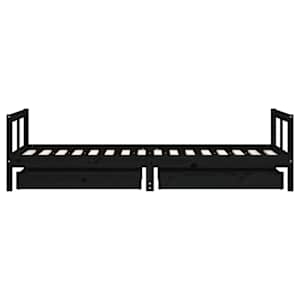 Dětská postel se zásuvkami černá 80x200 cm masivní borové dřevo - obrázek 6