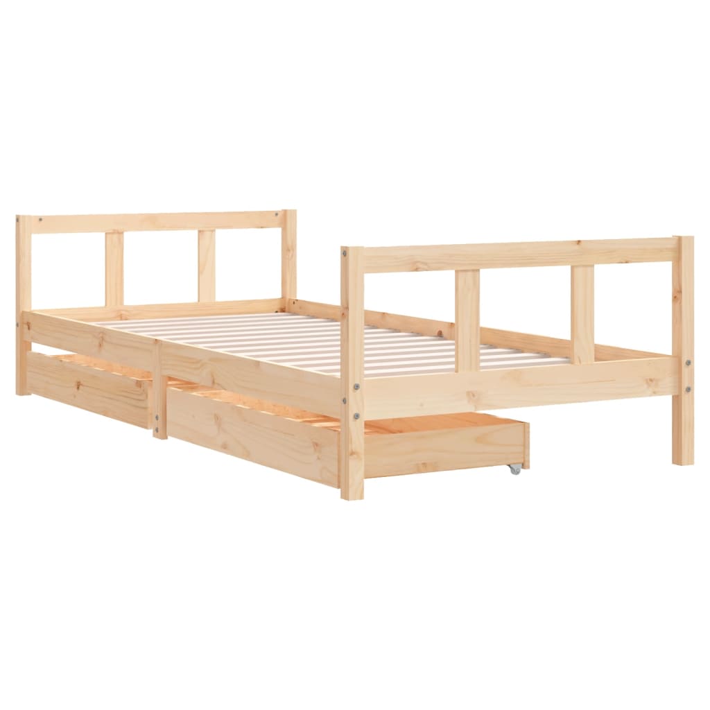 vidaXL Cadru de pat cu sertare de copii, 90x200 cm, lemn masiv pin