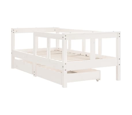 vidaXL S&auml;ngram f&ouml;r barns&auml;ng m. l&aring;dor vit 70x140 cm massiv furu