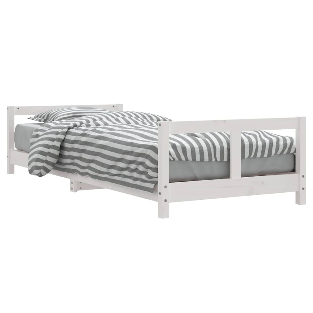 Cadru de pat pentru copii, alb, 80×200 cm, lemn masiv de pin