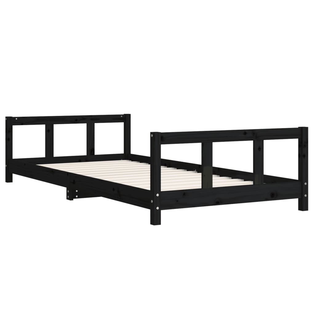 vidaXL Kinderbedframe 90x200 cm massief grenenhout zwart afbeelding