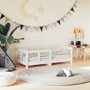 Otroški posteljni okvir bel 70x140 cm trdna borovina