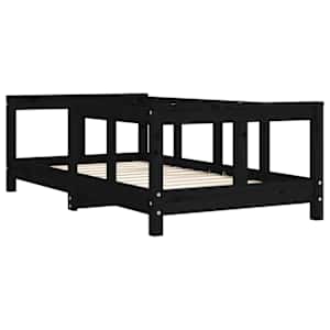 vidaXL Kids Bed Frame Black 70x140 cm Solid Wood Pine
