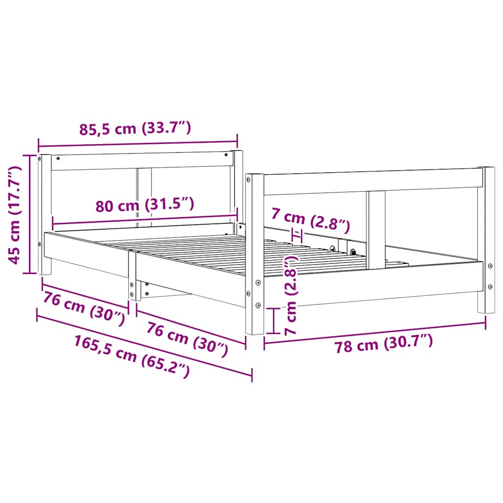 Kinderbedframe 80x160 cm massief grenenhout image 10