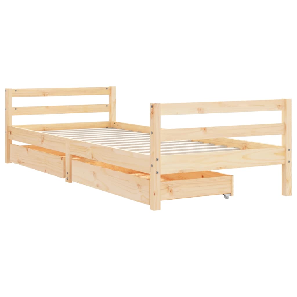vidaXL Lasten sängynrunko laatikoilla 80x200 cm täysi mänty