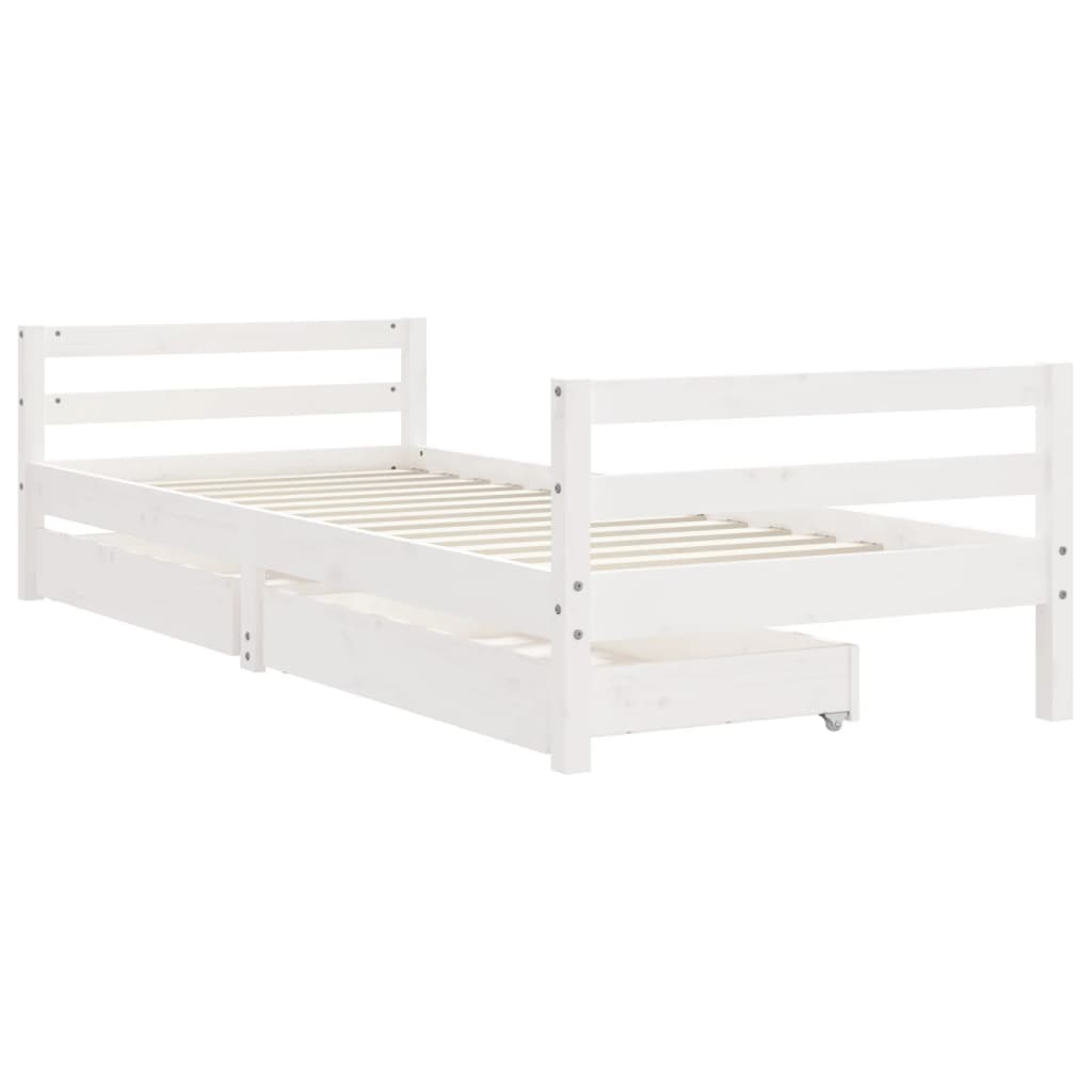vidaXL Cadru pat copii cu sertare, alb, 80x200 cm, lemn masiv de pin