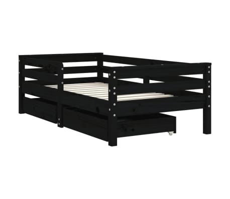 vidaXL Giroletto Bambini con Cassetti Nero 70x140cm Massello di Pino