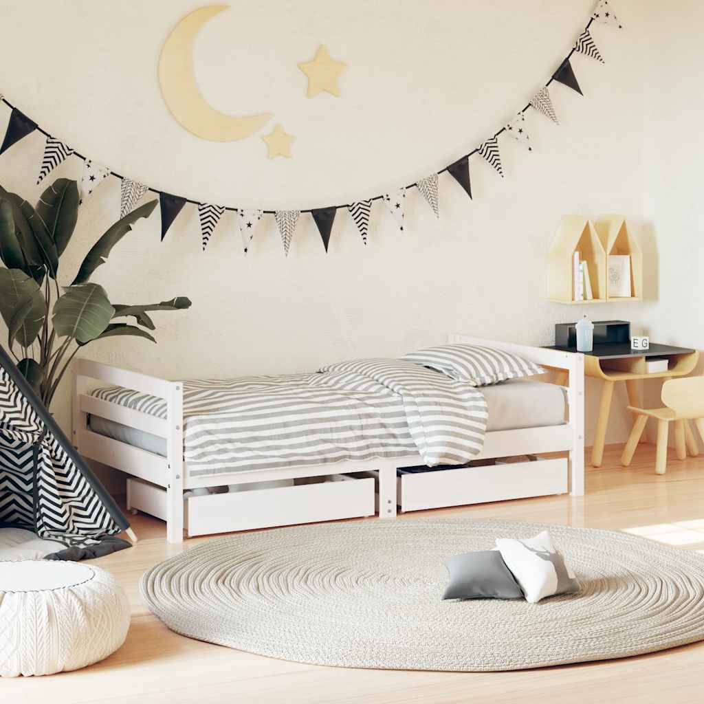 vidaXL Kinderbett mit Schubladen Weiß 80x160 cm Massivholz Kiefer