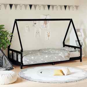 Otroški posteljni okvir bel 90x200 cm trdna borovina