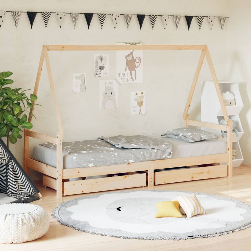 Okvir za dječji krevet s ladicama 90×200 cm od masivne borovine Kreveti za djecu i bebe Naručite namještaj na deko.hr