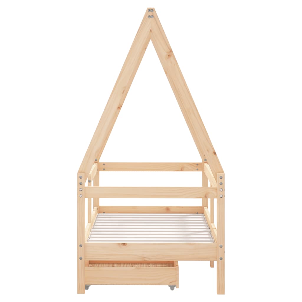 Estructura cama niños con cajones madera pino blanco 70x140 cm - referencia  Mqm-834541