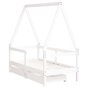 vidaXL Lasten s&auml;ngynrunko laatikoilla valkoinen 70x140 cm t&auml;ysi m&auml;nty