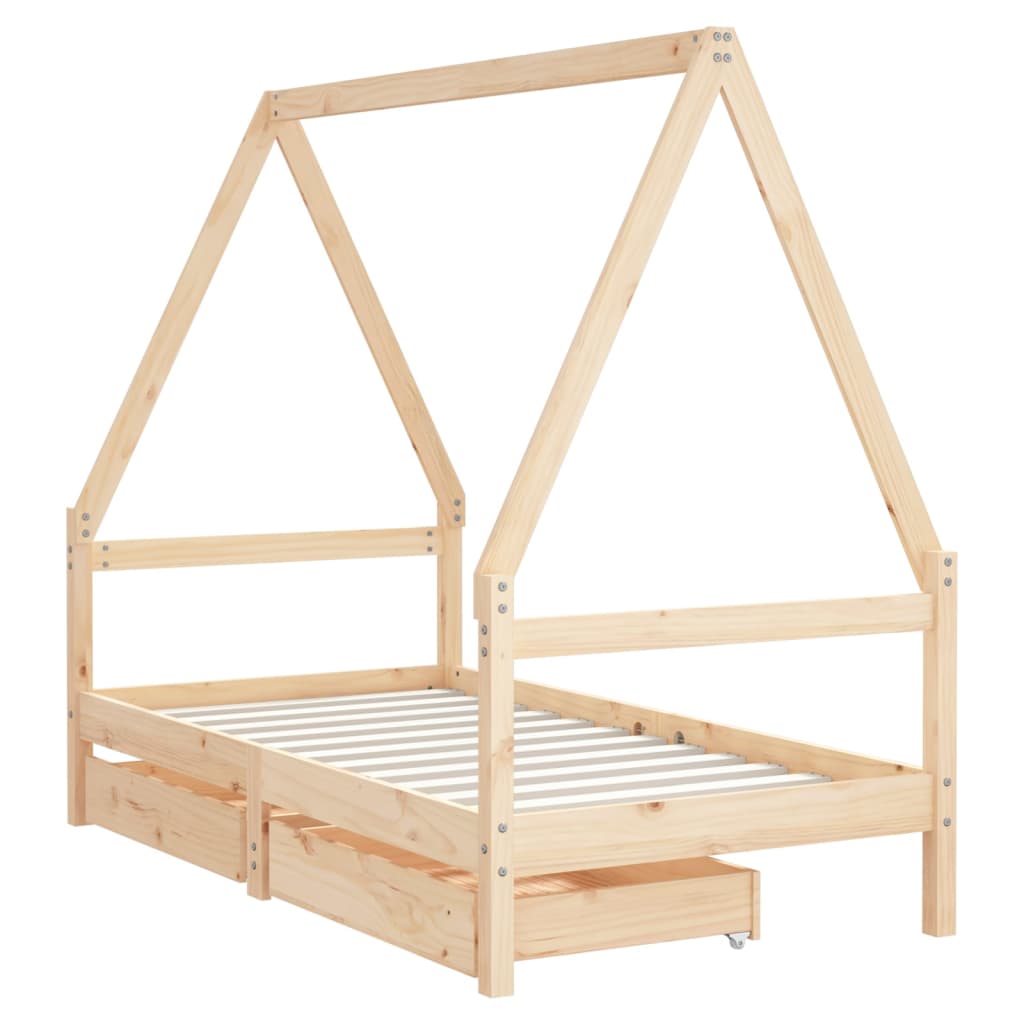 vidaXL Kids Bed Frame with Drawers 80x160 cm Solid Wood Pine