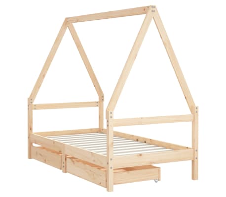 vidaXL Kids Bed Frame with Drawers 80x160 cm Solid Wood Pine