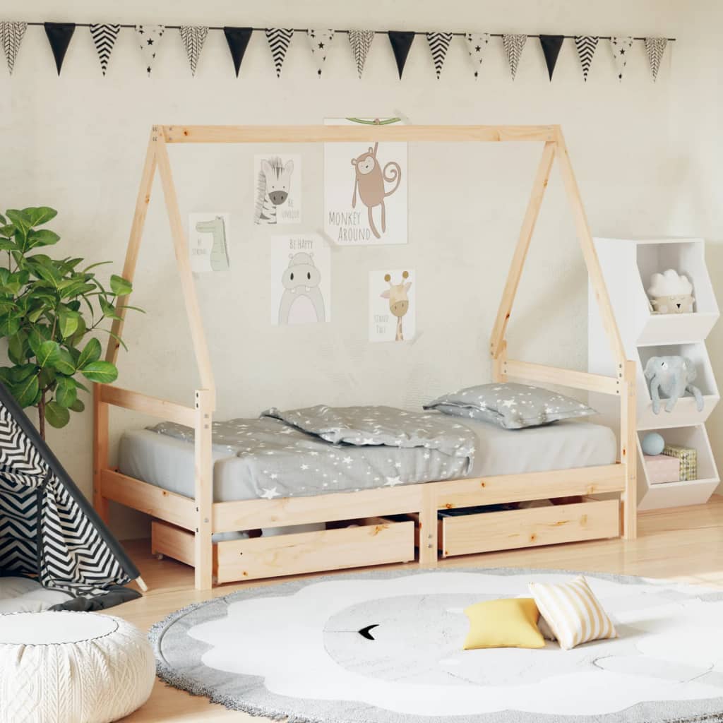 Okvir za dječji krevet s ladicama 80×160 cm od masivne borovine Kreveti za djecu i bebe Naručite namještaj na deko.hr