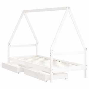 Dětská postel se zásuvkami bílá 90x190 cm masivní borové dřevo - obrázek 4