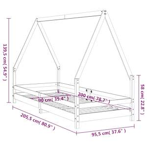 Dětská postel bílá 90 x 200 cm masivní borové dřevo - obrázek 9