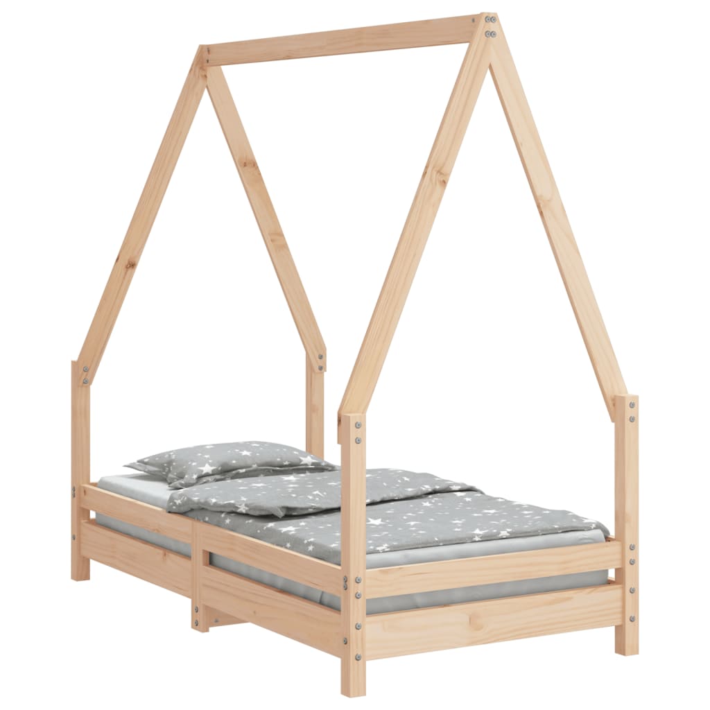 Cadru de pat pentru copii, 70×140 cm, lemn masiv de pin