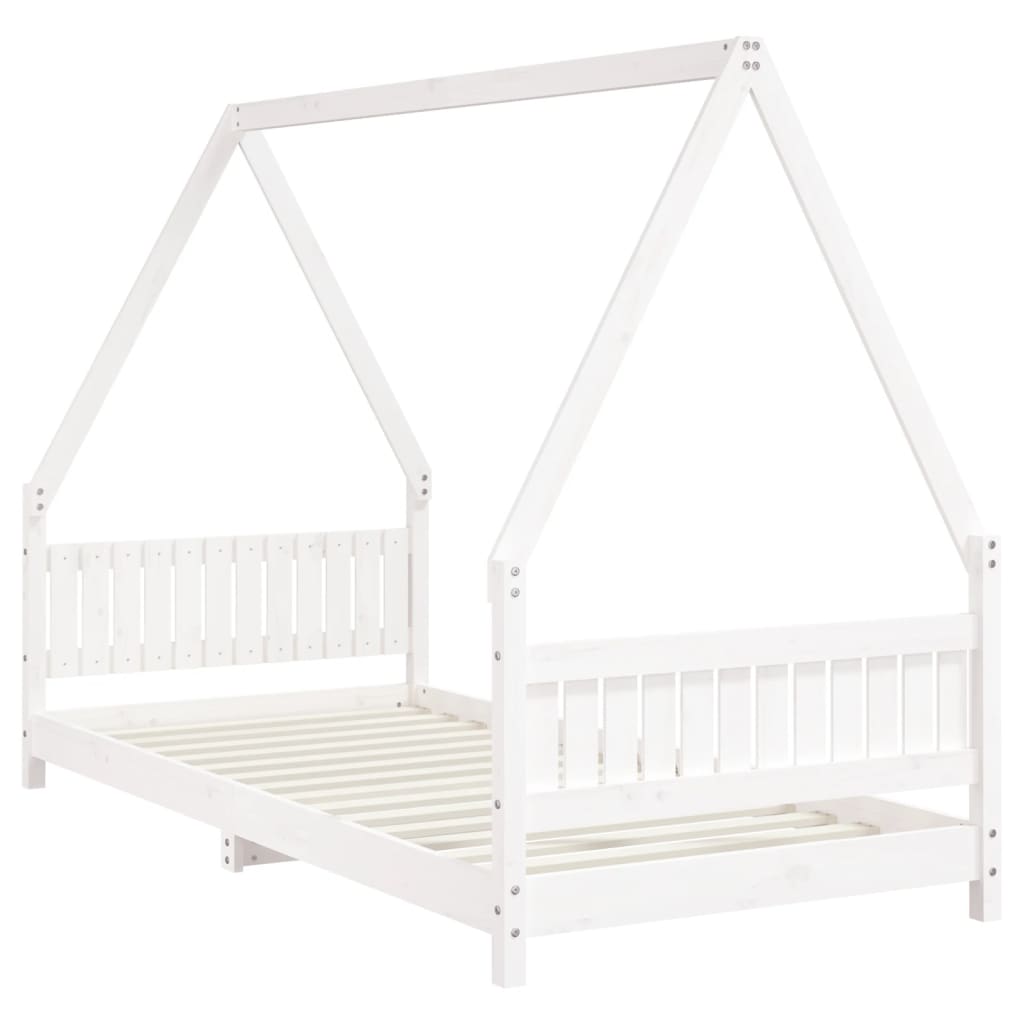 vidaXL Kinderbedframe 90x200 cm massief grenenhout wit afbeelding