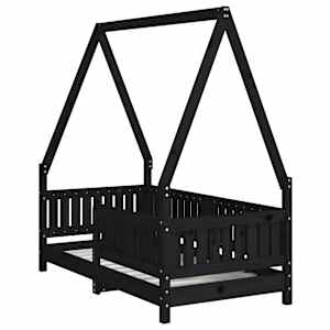 vidaXL Kids Bed Frame Black 70x140 cm Solid Wood Pine