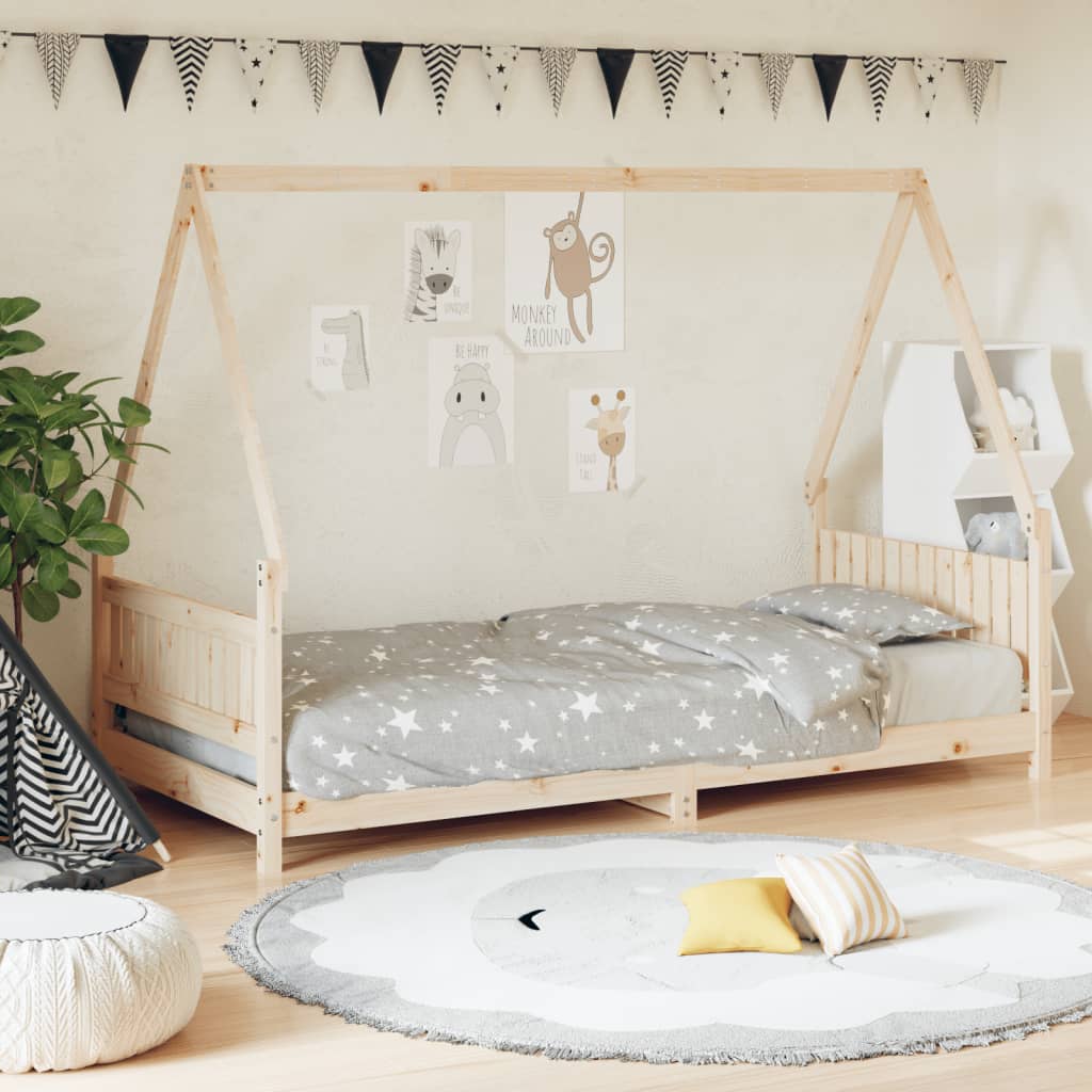 vidaXL sengeramme til juniorseng 90x190 cm massivt fyrretræ