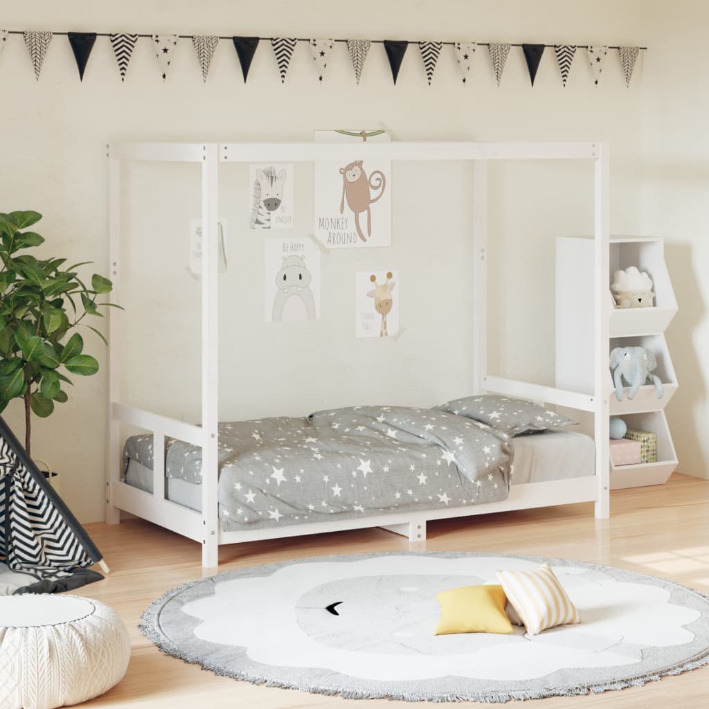 Dětská postel bílá 80 x 160 cm masivní borové dřevo