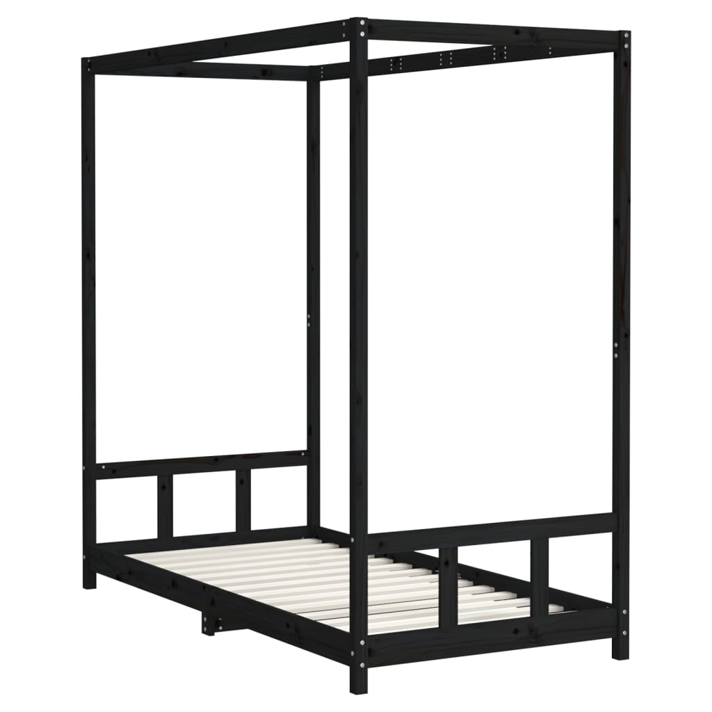 vidaXL Rám detskej postele čierny 90x190 cm masívna borovica