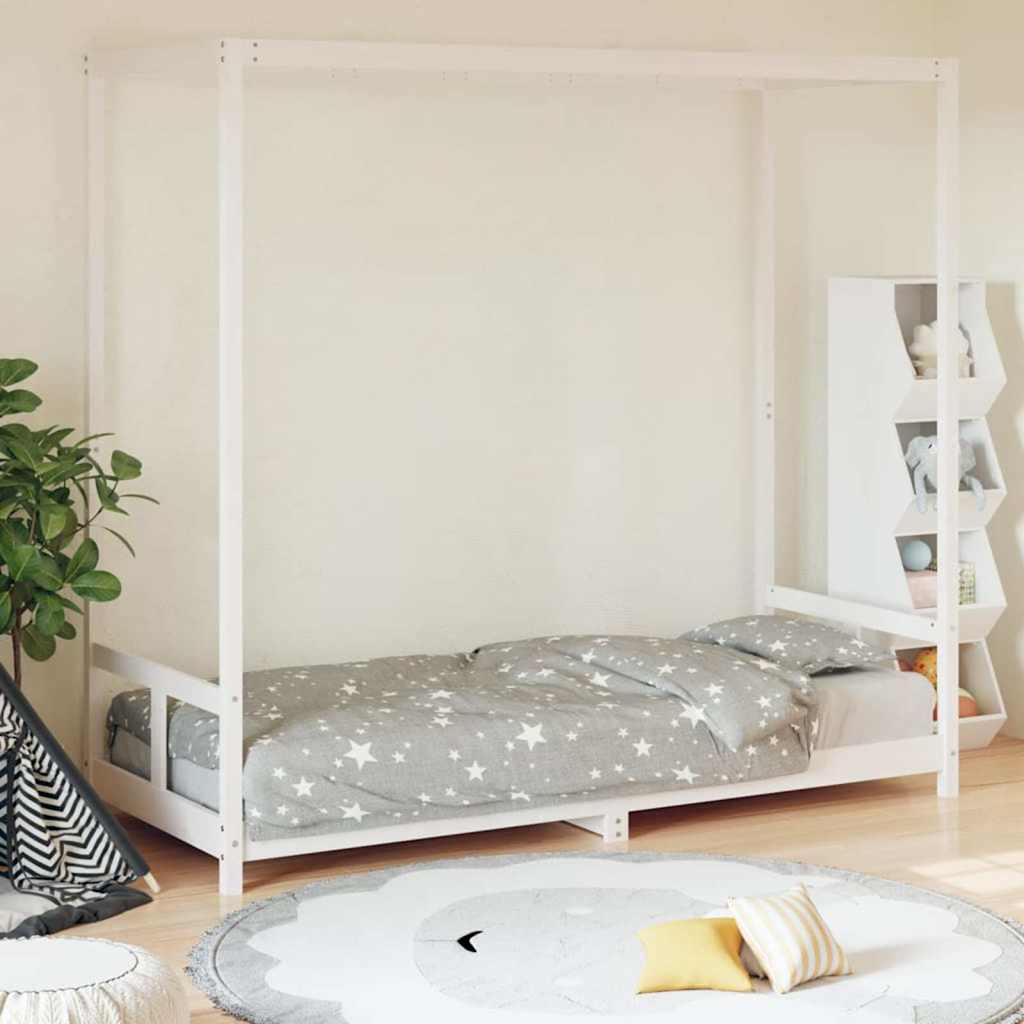 vidaXL sengeramme til juniorseng 80x200 cm massivt fyrretræ hvid