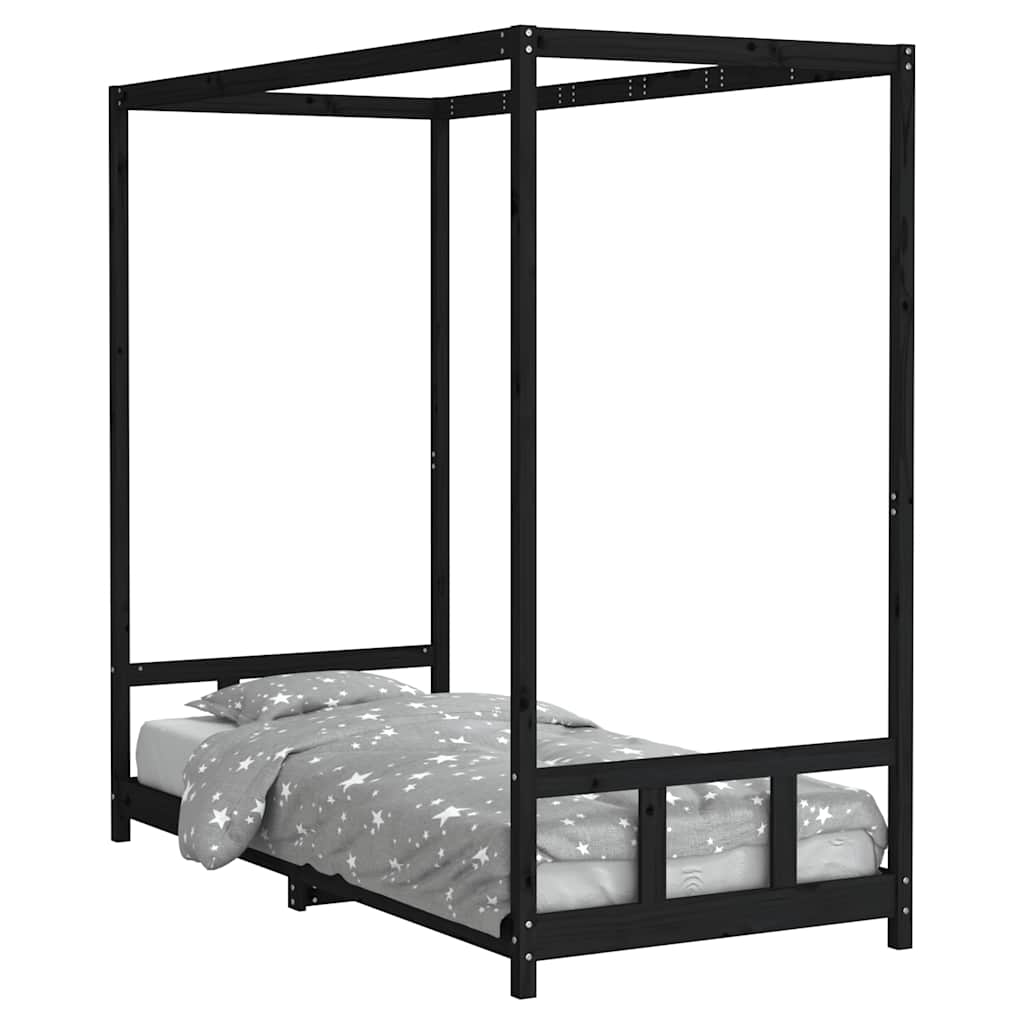 E-shop vidaXL Rám detskej postele čierny 90x200 cm masívna borovica