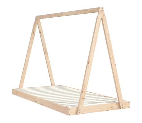 VidaXL Tipi-Kinderbett Aus Massivholz – Hausbett Für Kleinkinder Ab 4 Jahren, 80x160 Cm (Schwarz)