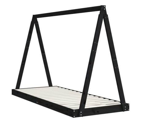 vidaXL Kids Bed Frame Black 80x200 cm Solid Wood Pine