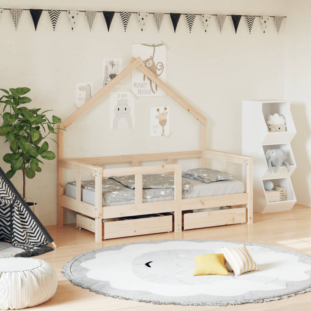 Okvir za dječji krevet s ladicama 70×140 cm od masivne borovine Kreveti za djecu i bebe Naručite namještaj na deko.hr