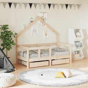 Otroški posteljni okvir s predali 70x140 cm trdna borovina