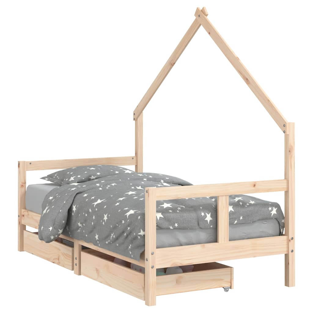 vidaXL DÄ›tskĂˇ postel se zĂˇsuvkami 80 x 160 cm masivnĂ­ borovĂ© dĹ™evo