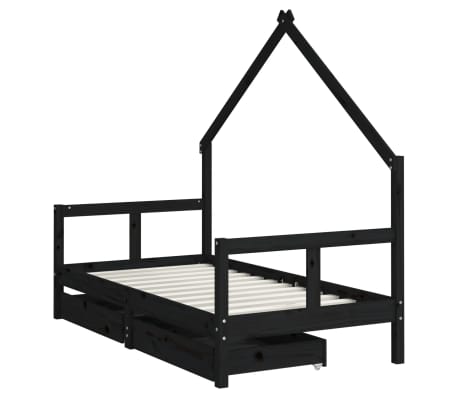 vidaXL Kids Bed Frame with Drawers White 80x160 cm Solid Wood Pine