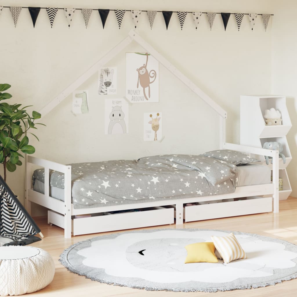 Okvir za dječji krevet s ladicama bijeli 80×200 cm od borovine Kreveti za djecu i bebe Naručite namještaj na deko.hr