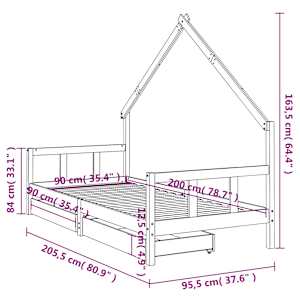 Dětská postel se zásuvkami 90 x 200 cm masivní borové dřevo - obrázek 10
