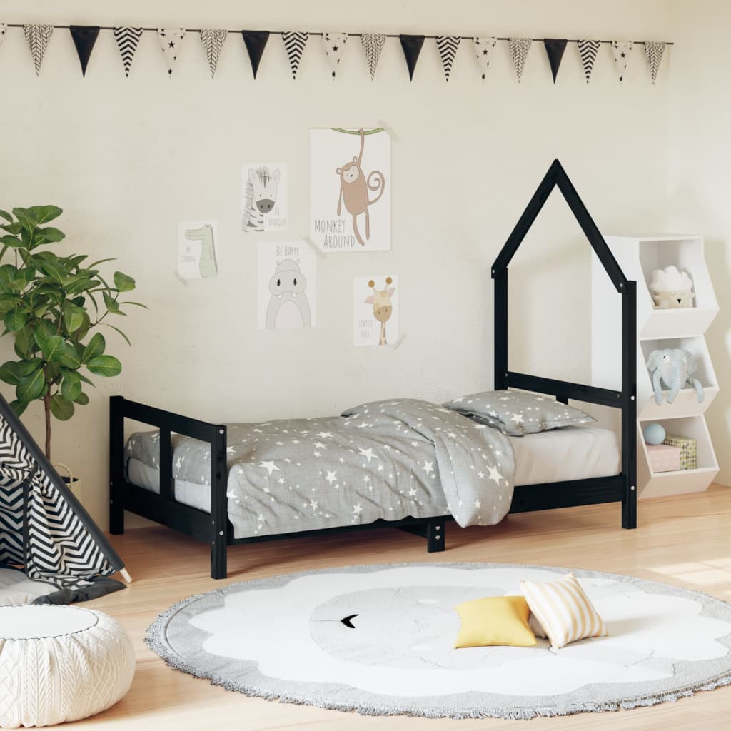 Kinderbett Schwarz 80×160 cm Massivholz Kiefer kaufen