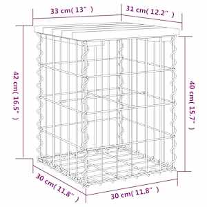 Zahradní lavice gabionový design 33 x 31 x 42 cm borové dřevo - obrázek 8
