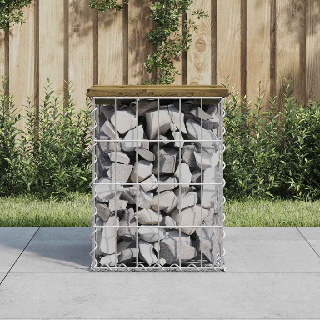 vidaXL Trädgårdsbänk gabion-design 33x31x42 cm impregnerad furu
