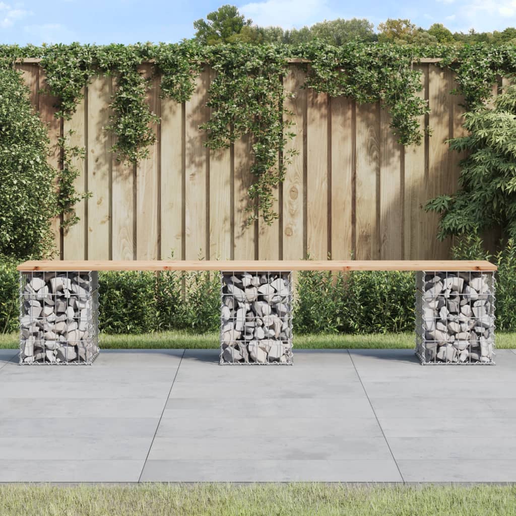 vidaXL Garden Bench Gabion Design 203x31x42 cm Solid Wood Pine