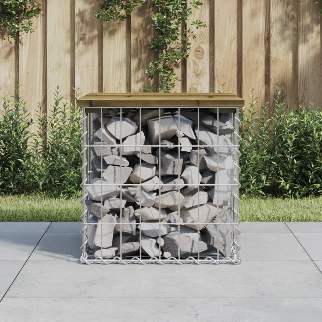 vidaXL Banc de jardin design gabion 43x44x42 cm bois de pin imprégné