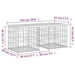 Zahradní lavice gabionový design 103x44x42 cm masivní borovice - obrázek 8